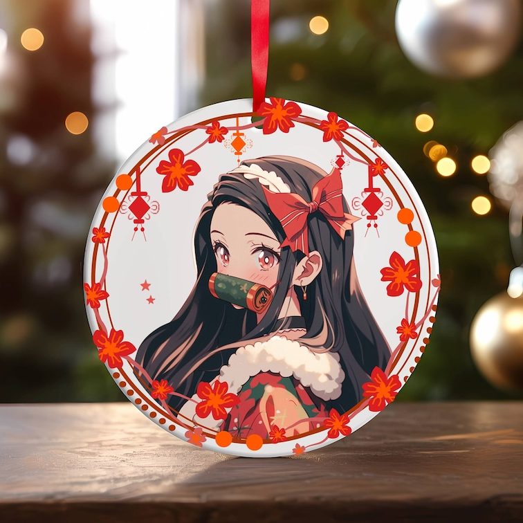 Christmas Kids Nezuko Demon Slayer Ceramic Ornament